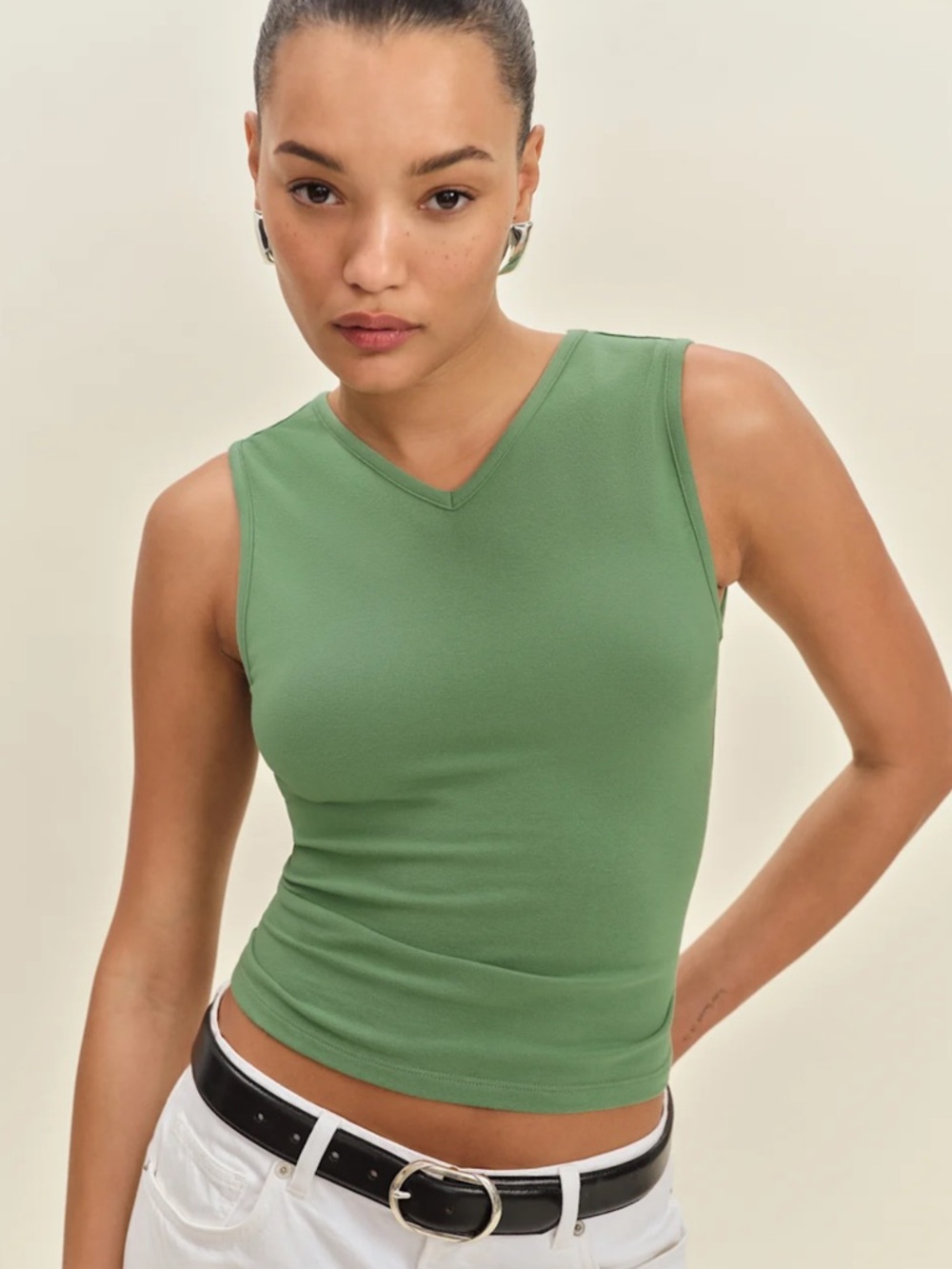 Reformation Wren Knit top in green